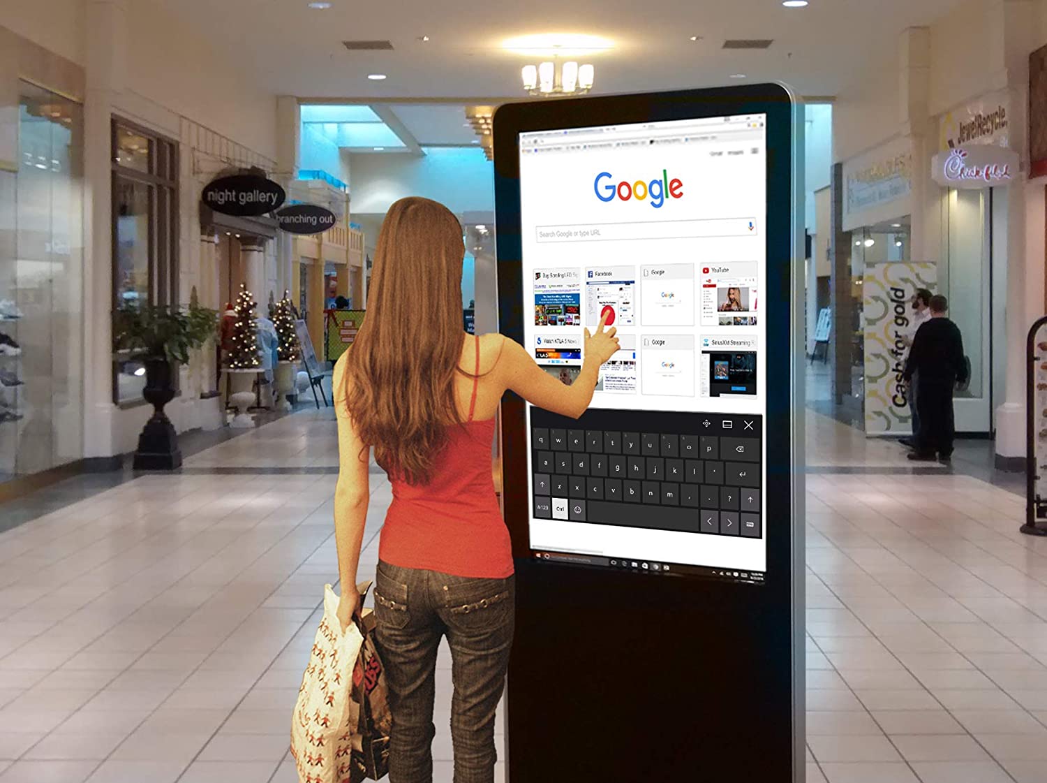 cho thuê kiosk cảm ứng dạng cột đứng quảng cáo